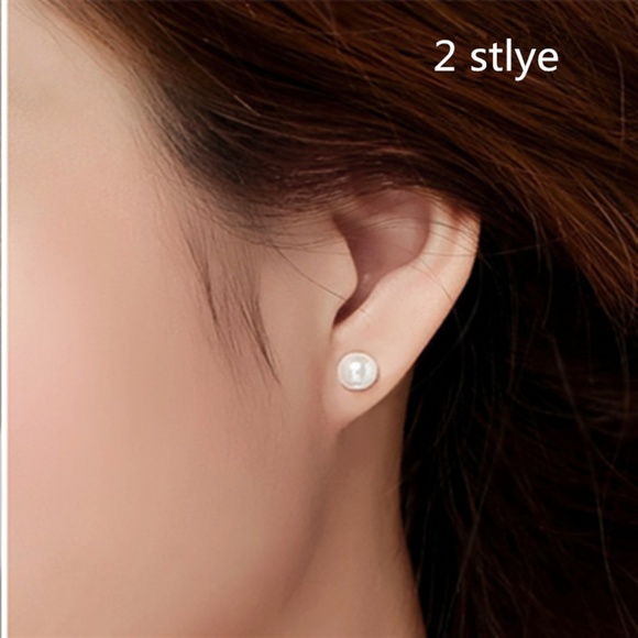 Last 1! Double Freshwater Pearl Stud Earrings - Picture 3 of 3